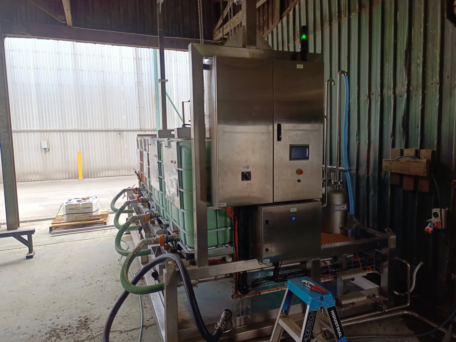 Stainless-steel batching control panel with HMI and local controls